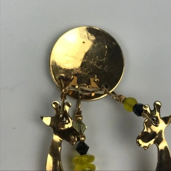 Vtg Lunch at the Ritz Giraffe 1988 Drop Earrings